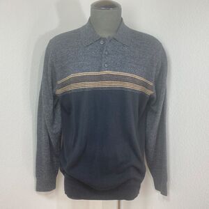 Dockers Mens Black Gray Knit Henley Pullover Sweater XL Long Sleeve Classic Golf
